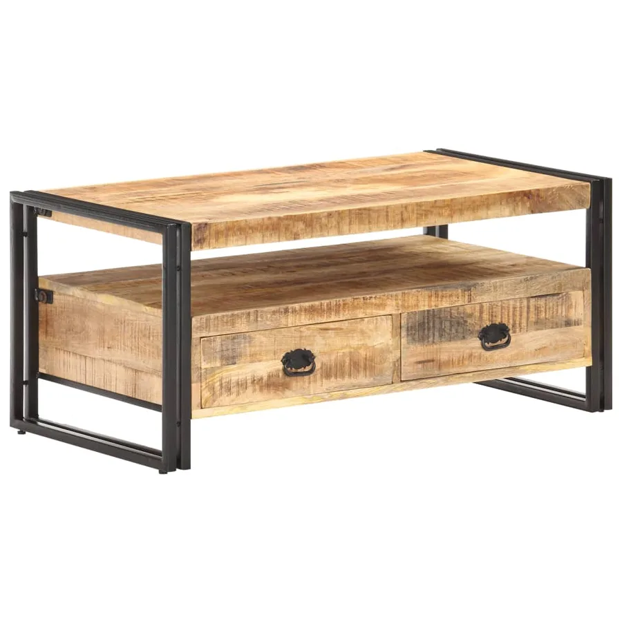 Table basse 100x55x45 cm Bois de manguier brut - 7