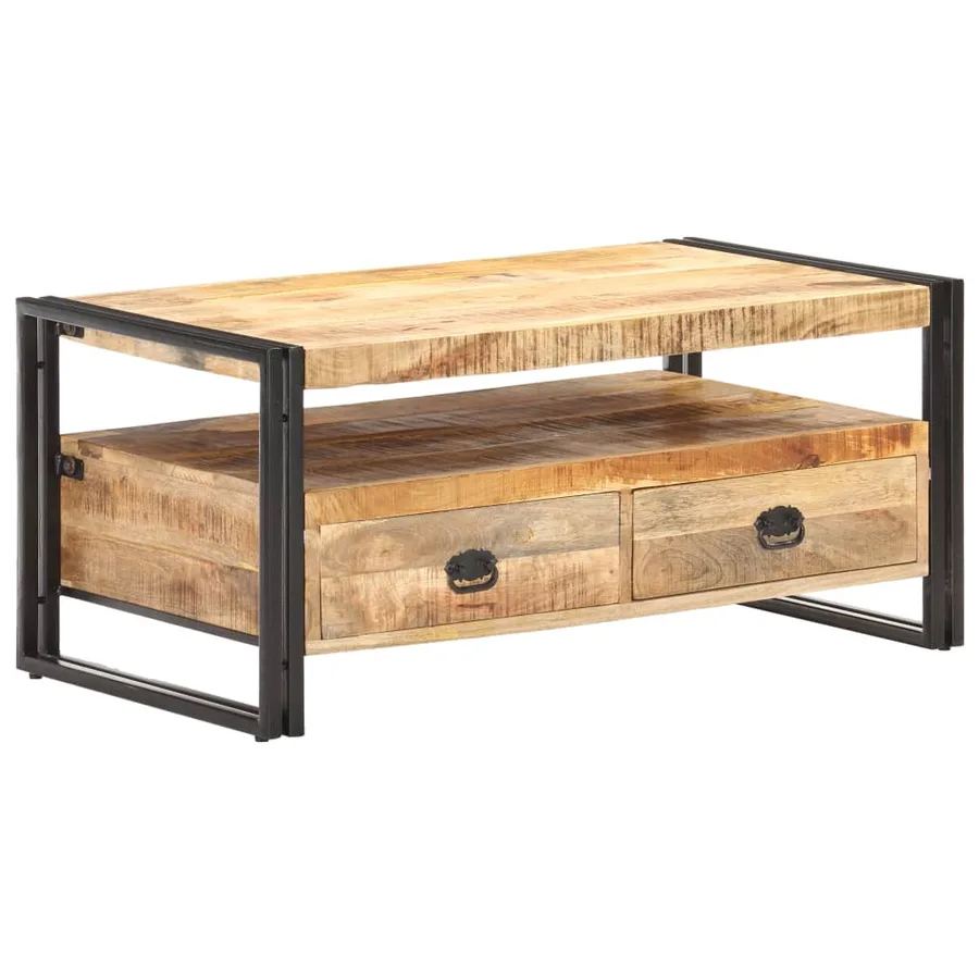 Table basse 100x55x45 cm Bois de manguier brut - 8