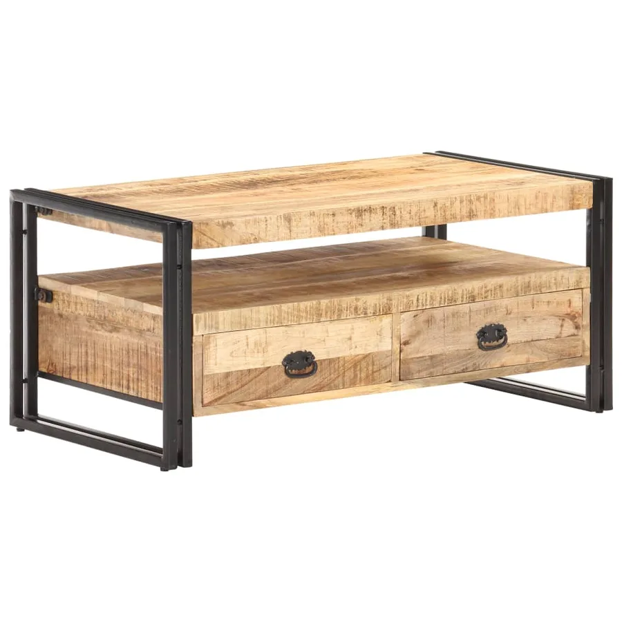 Table basse 100x55x45 cm Bois de manguier brut - 9