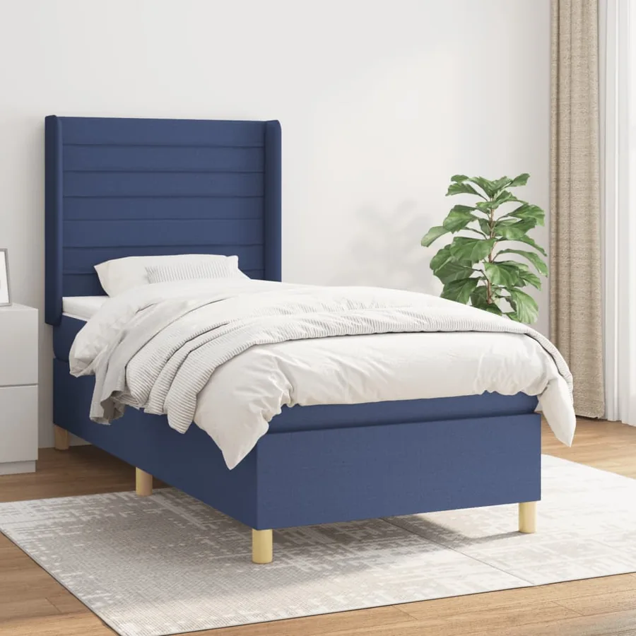 Sommier à lattes de lit avec matelas Bleu 80x200 cm Tissu