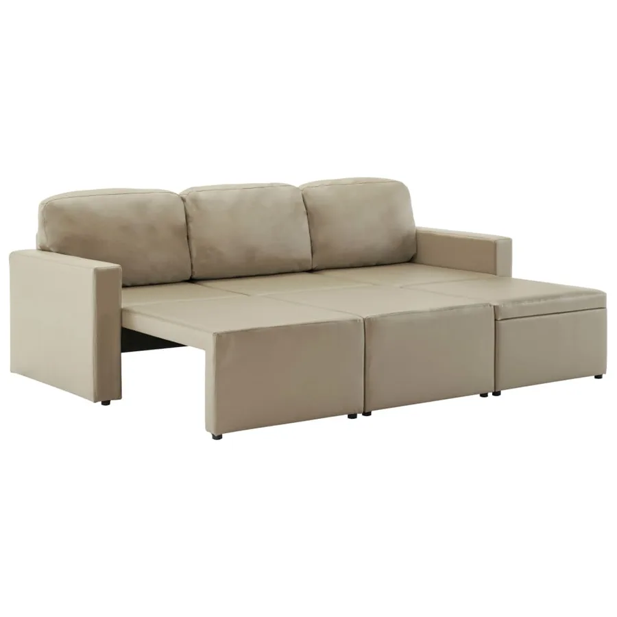 Canapé-lit modulaire 3 places Cappuccino Similicuir - 4