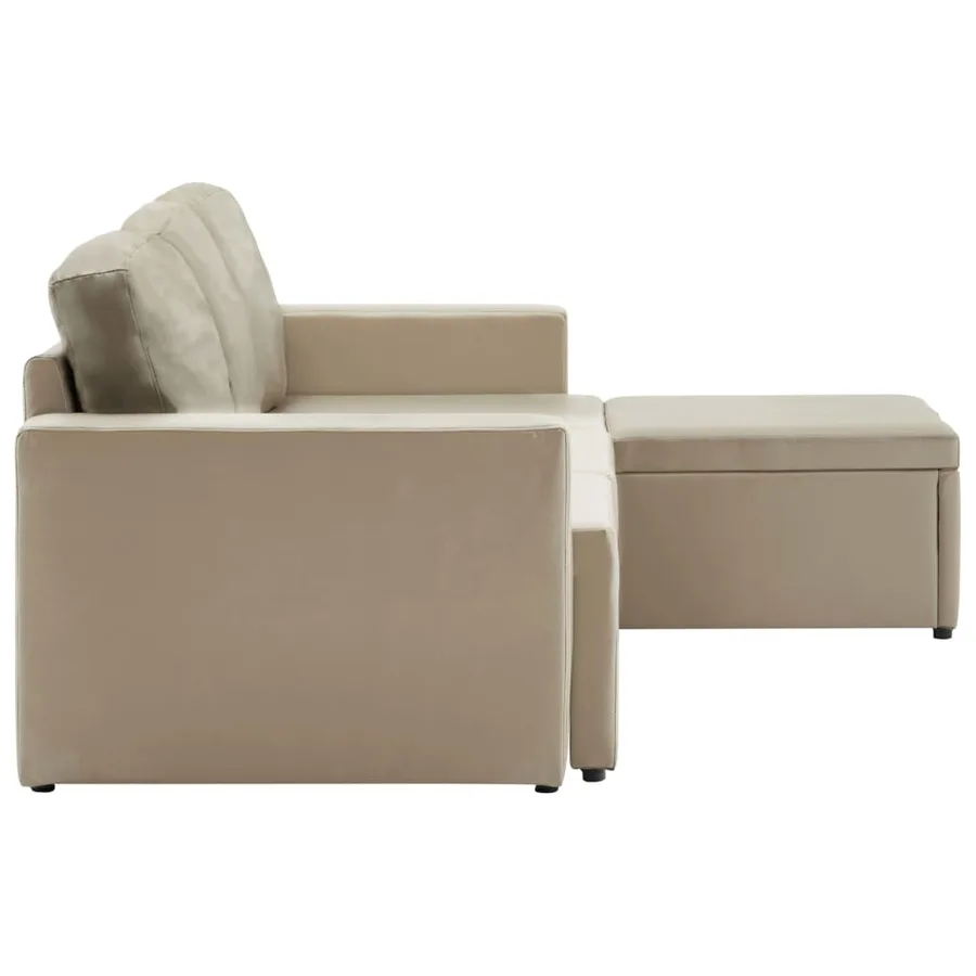 Canapé-lit modulaire 3 places Cappuccino Similicuir - 7