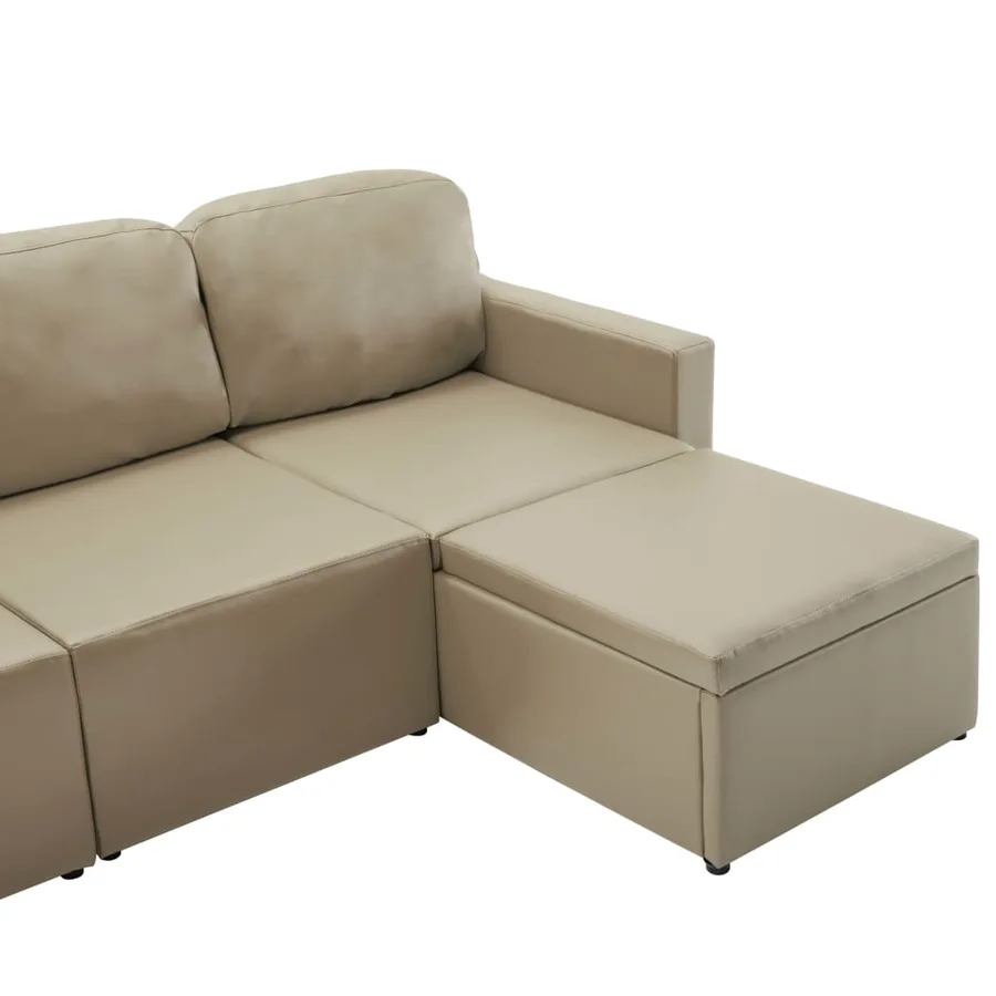 Canapé-lit modulaire 3 places Cappuccino Similicuir - 9