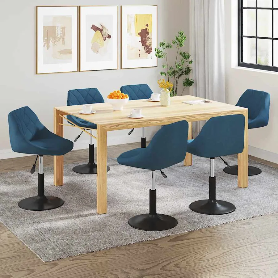 Chaises pivotantes à manger lot de 6 bleu velours