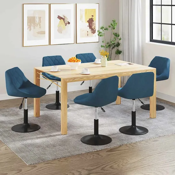Chaises pivotantes à manger lot de 6 bleu velours