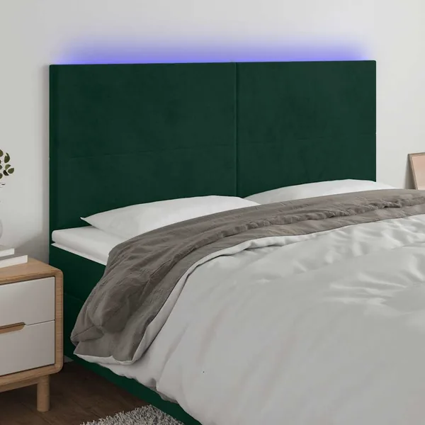 Tête de lit à LED Vert foncé 180x5x118/128 cm Velours