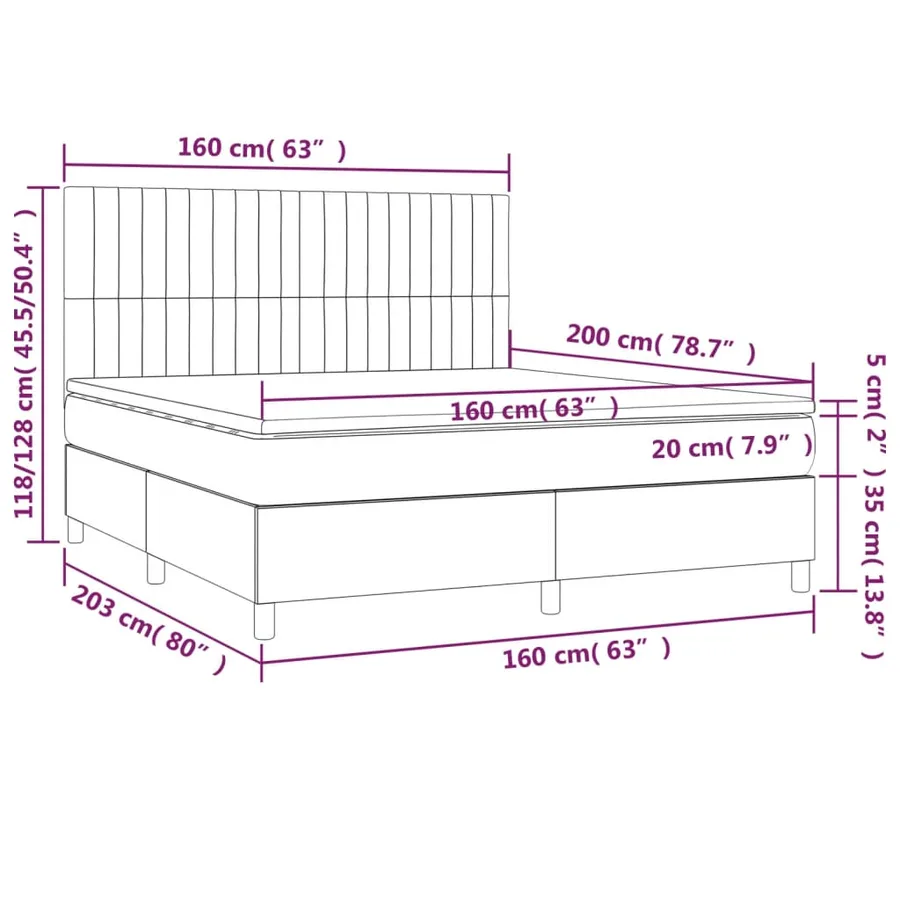 Sommier à lattes de lit avec matelas Taupe 160x200 cm Tissu - 6