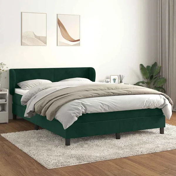 Sommier à lattes de lit et matelas Vert foncé 140x200cm Velours