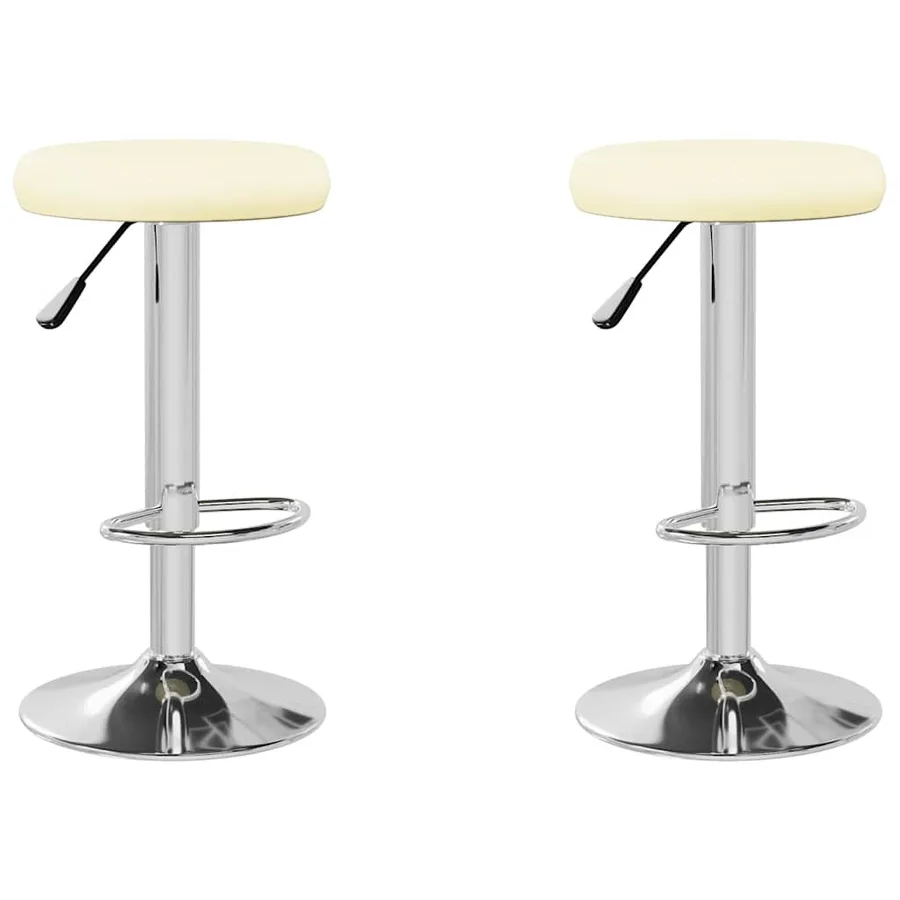 Tabourets de bar lot de 2 crème similicuir - 2