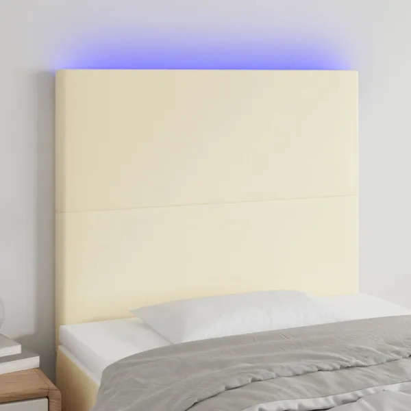 Tête de lit à LED Crème 80x5x118/128 cm Similicuir