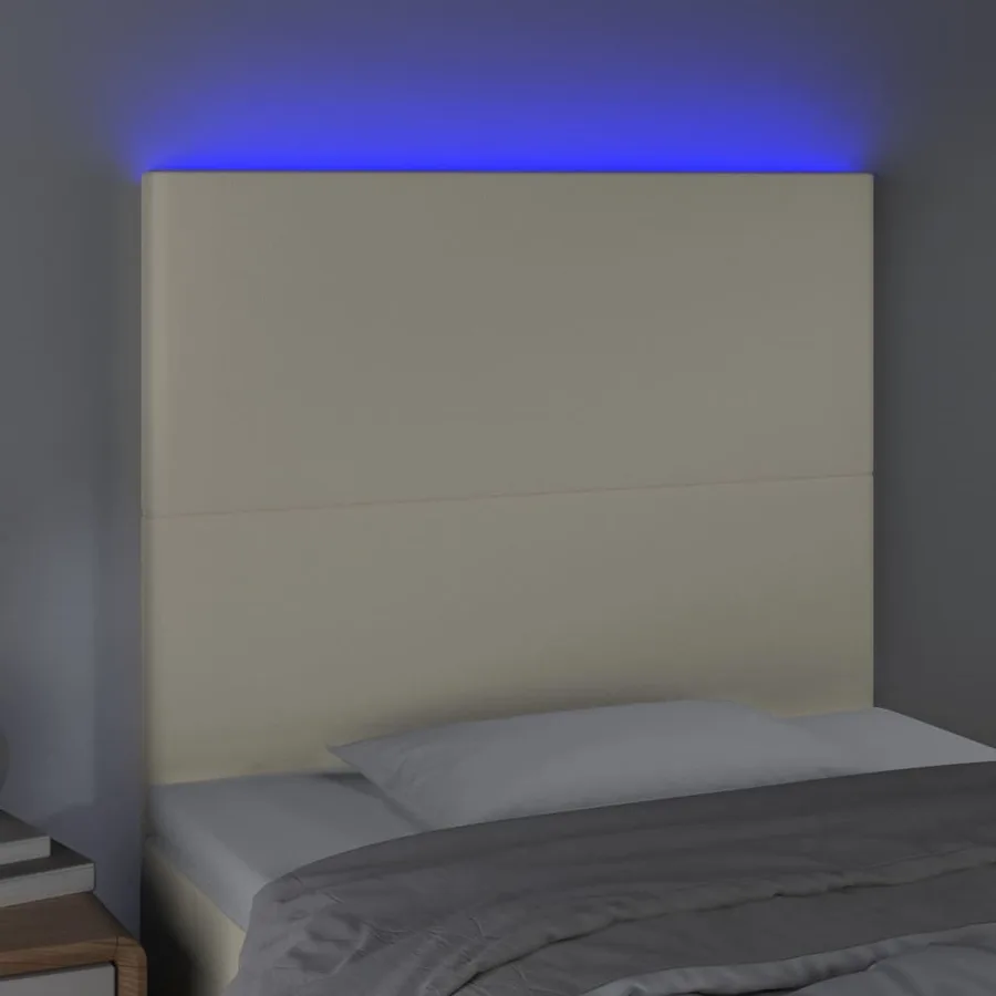 Tête de lit à LED Crème 80x5x118/128 cm Similicuir - 3