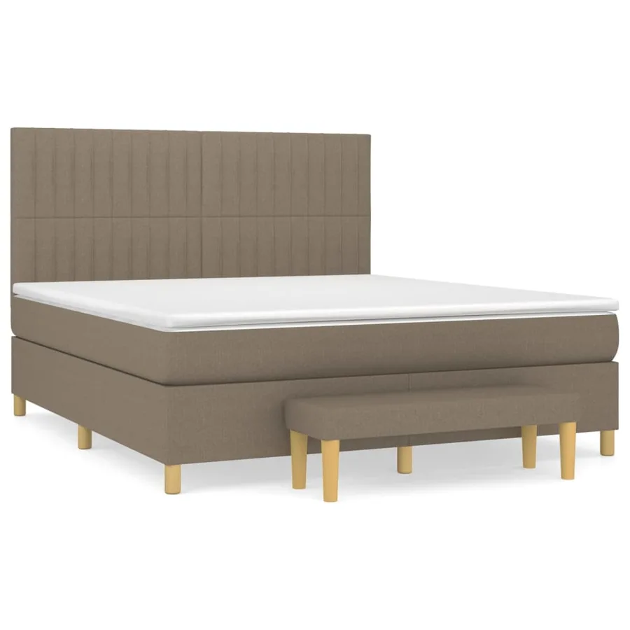 Sommier à lattes de lit avec matelas Taupe 160x200 cm Tissu - 2