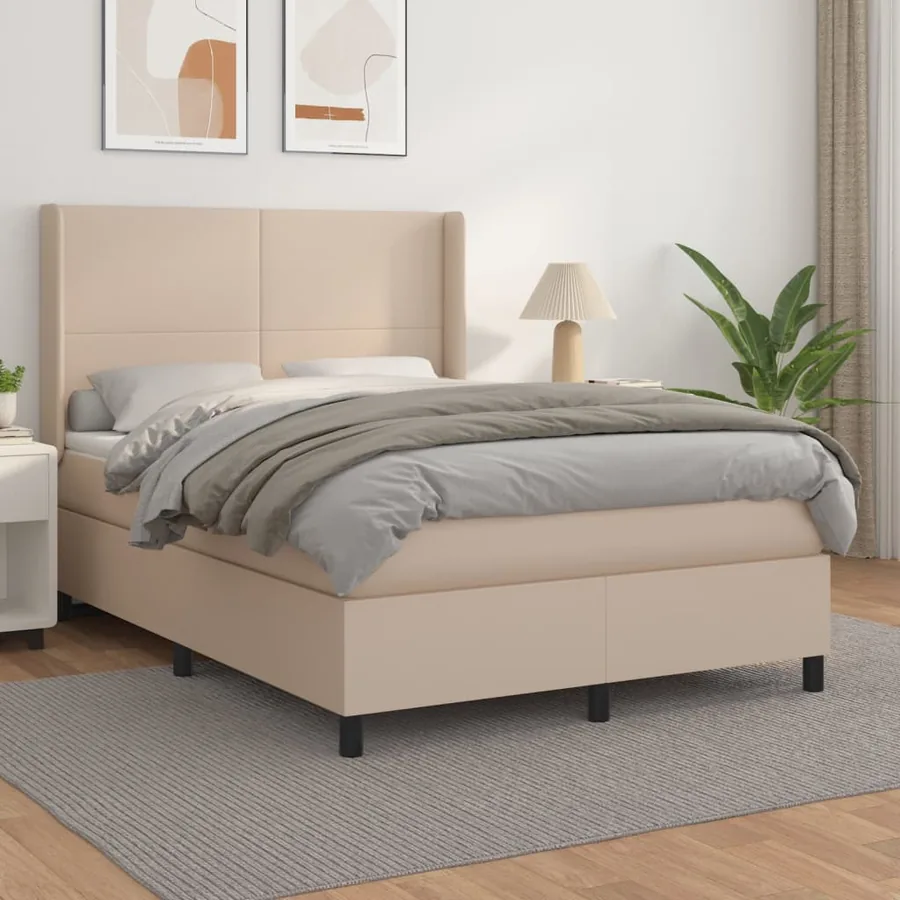 Sommier à lattes de lit avec matelas Cappuccino 140x190 cm
