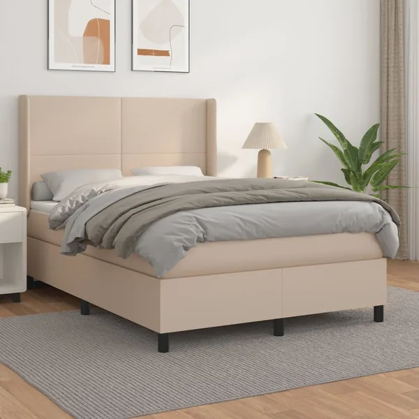 Sommier à lattes de lit avec matelas Cappuccino 140x190 cm