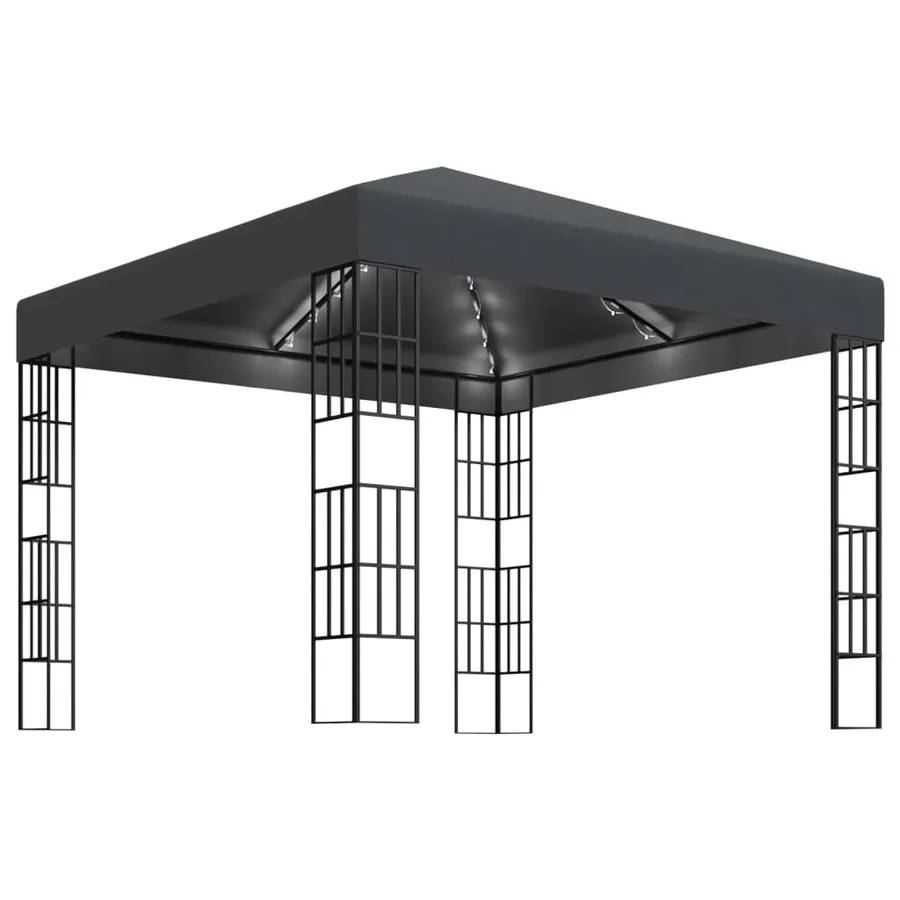 Tonnelle avec guirlande lumineuse à LED 3x3 m Anthracite - 2