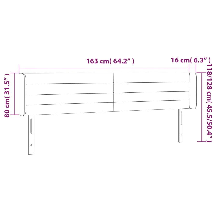 Tête de lit avec oreilles Marron Foncé 163x16x78/88 cm Tissu - 9