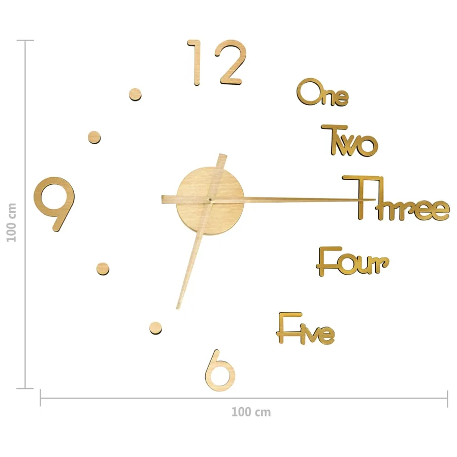 Horloge murale 3D Design moderne Doré 100 cm XXL - 5