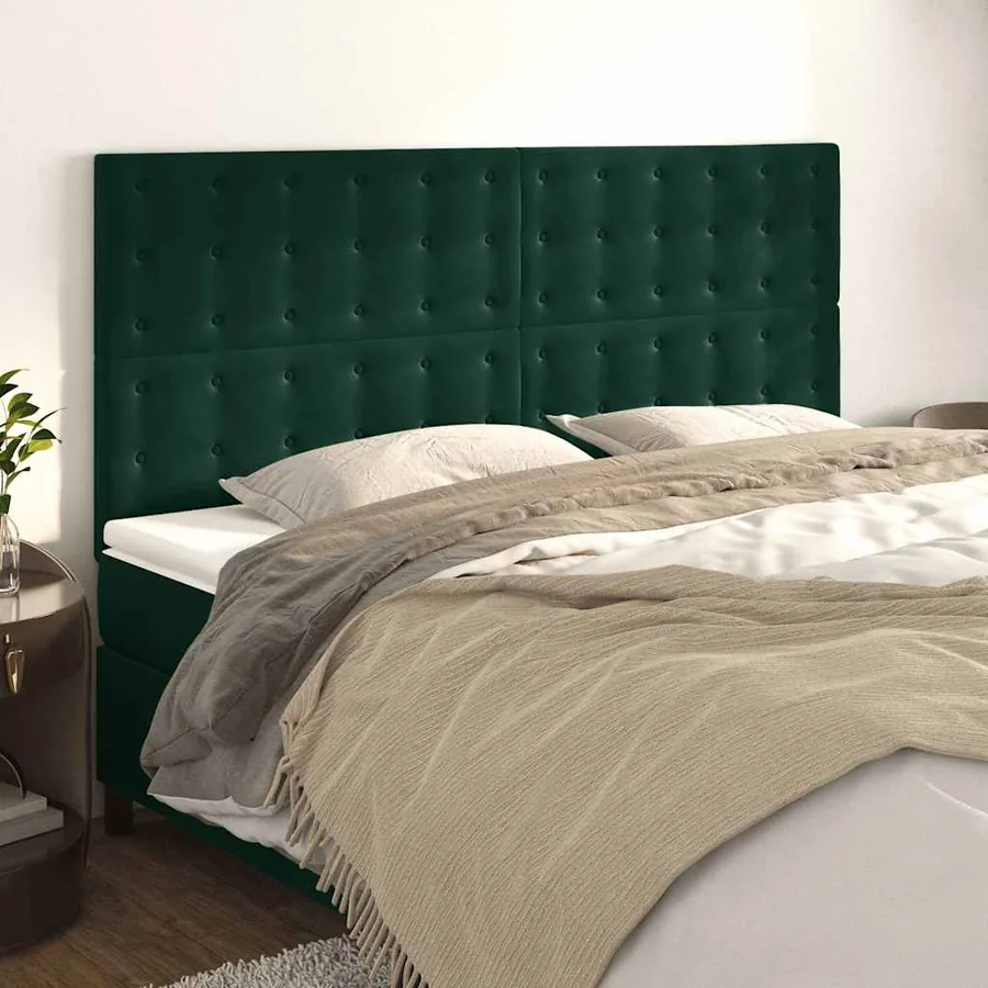 Tête de lit Vert foncé 180x5x118/128 cm Velours