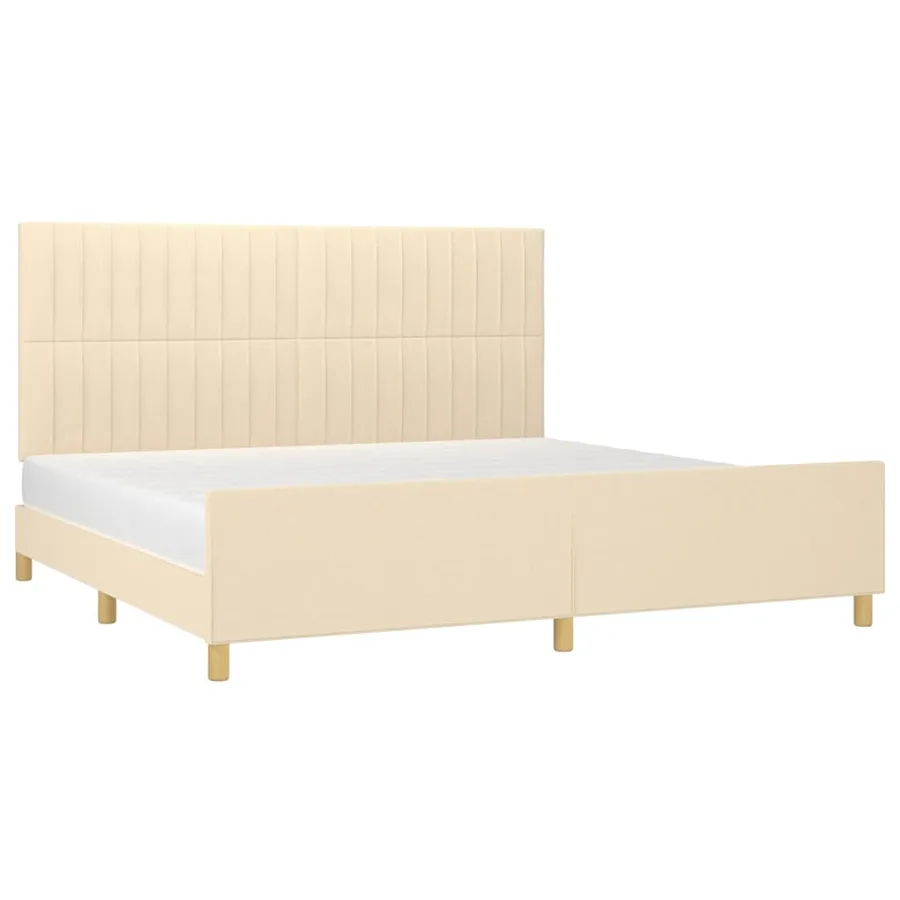 Cadre de lit sans matelas crème 200x200 cm tissu - 3