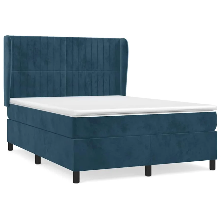 Sommier à lattes de lit et matelas Bleu foncé 140x190cm Velours - 2