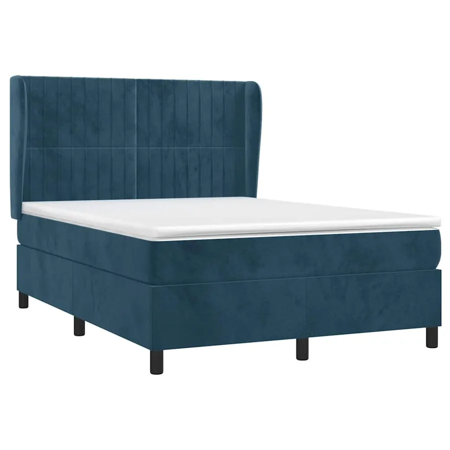 Sommier à lattes de lit et matelas Bleu foncé 140x190cm Velours - 3