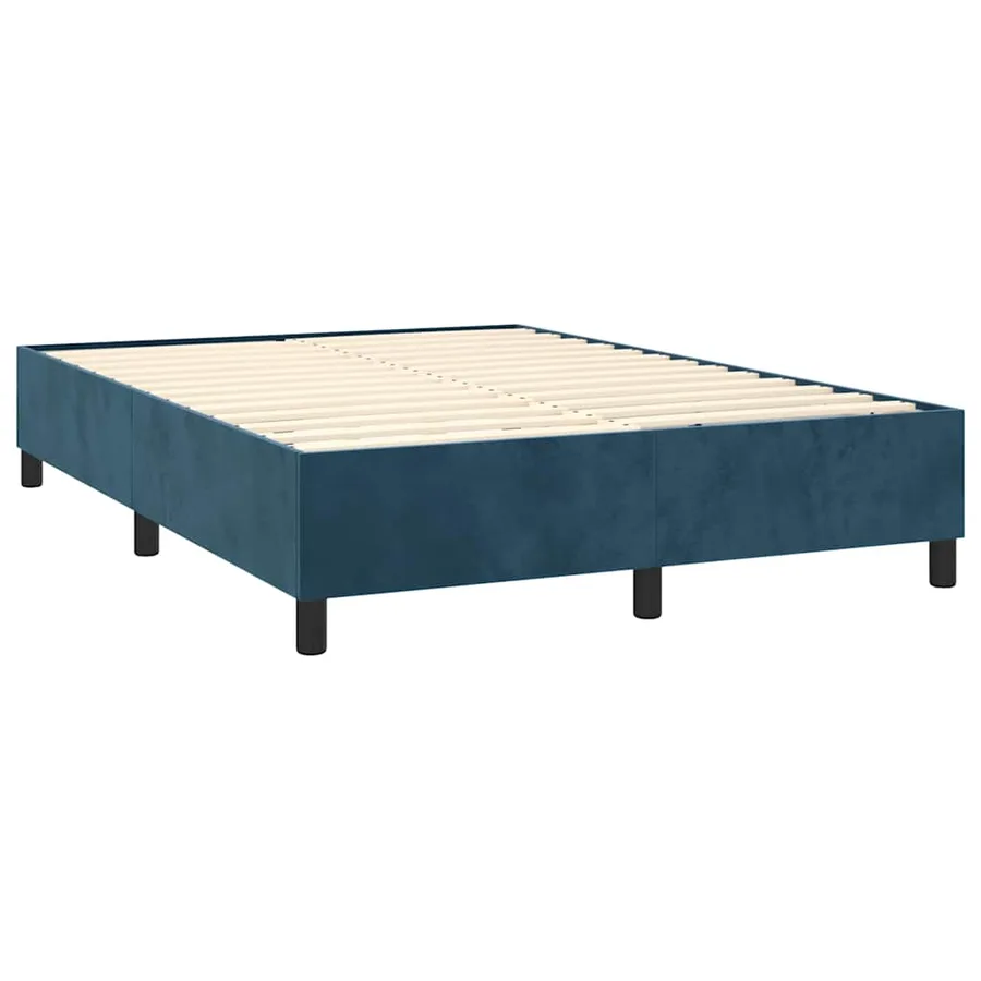 Sommier à lattes de lit et matelas Bleu foncé 140x190cm Velours - 4