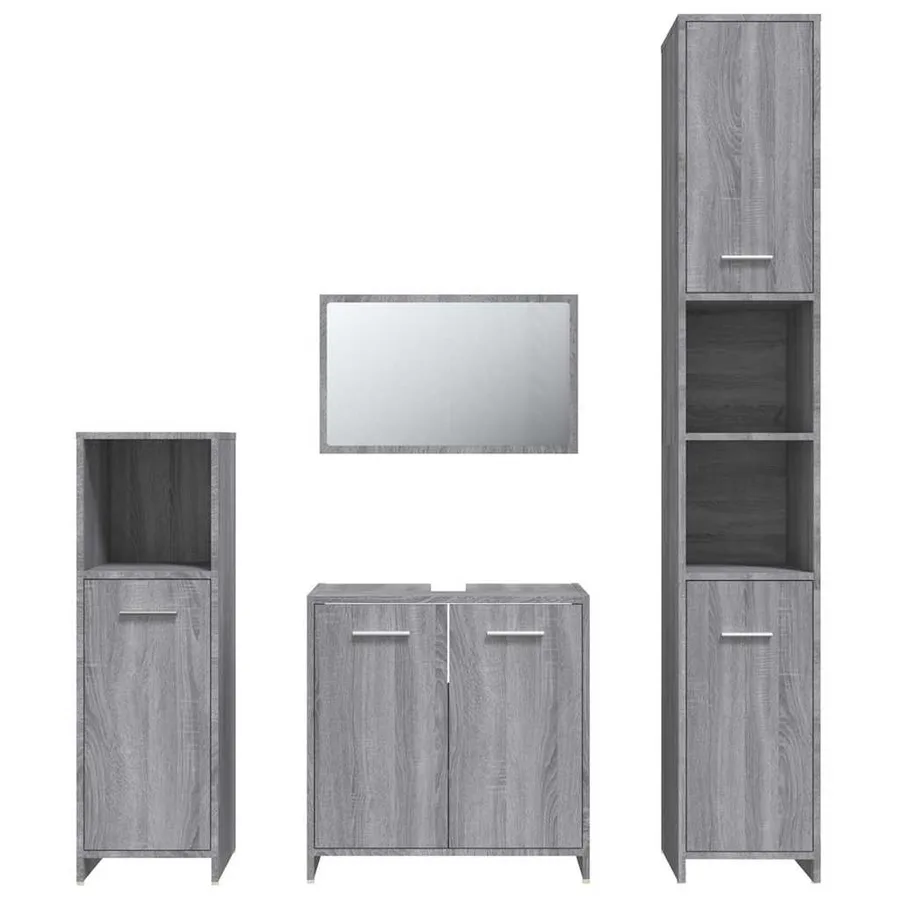 Ensemble de meubles de salle de bain 4 pcs Sonoma gris - 5