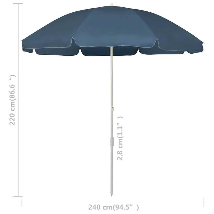 Parasol de plage bleu 240 cm - 6
