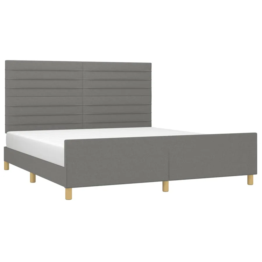 Cadre de lit sans matelas gris foncé 160x200 cm tissu - 3