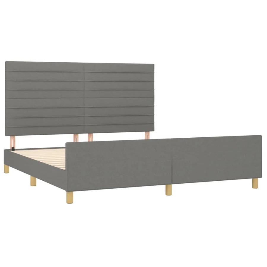 Cadre de lit sans matelas gris foncé 160x200 cm tissu - 4