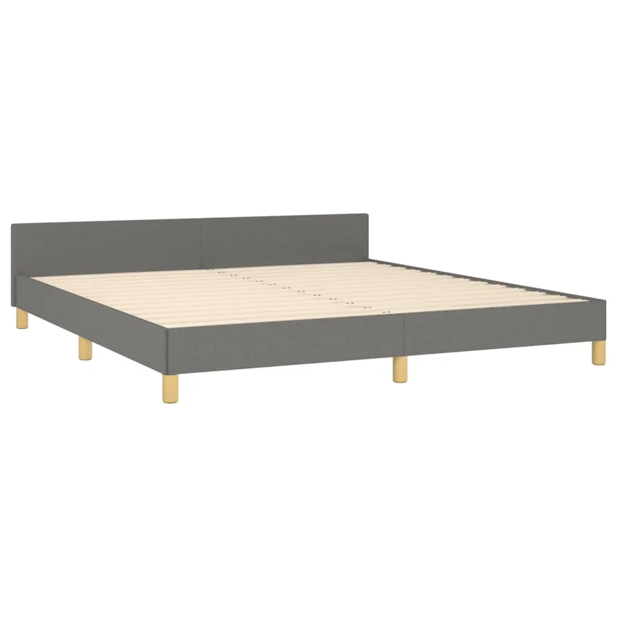 Cadre de lit sans matelas gris foncé 160x200 cm tissu - 5