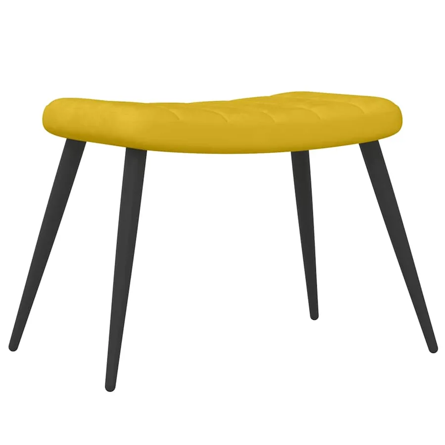 Chaise de relaxation avec tabouret Jaune moutarde Velours - 7