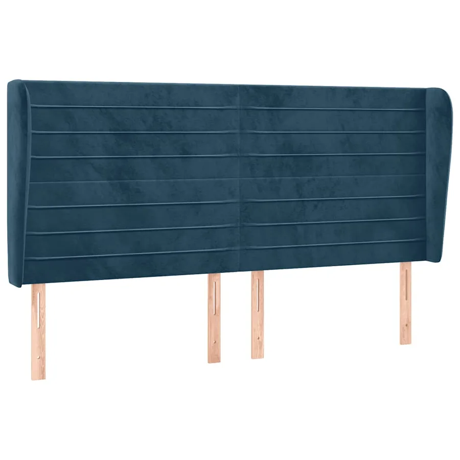 Tête de lit avec oreilles Bleu foncé 183x23x118/128 cm Velours - 2
