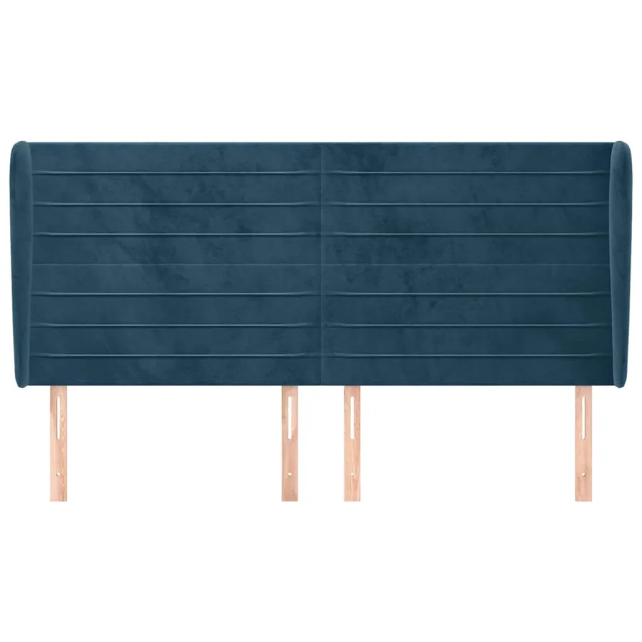 Tête de lit avec oreilles Bleu foncé 183x23x118/128 cm Velours - 3