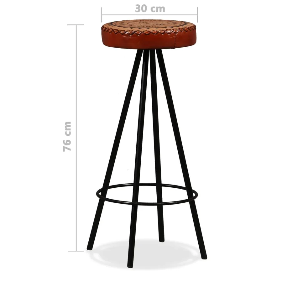 Ensemble de bar 9 pcs Bois de récupération et cuir véritable - 14