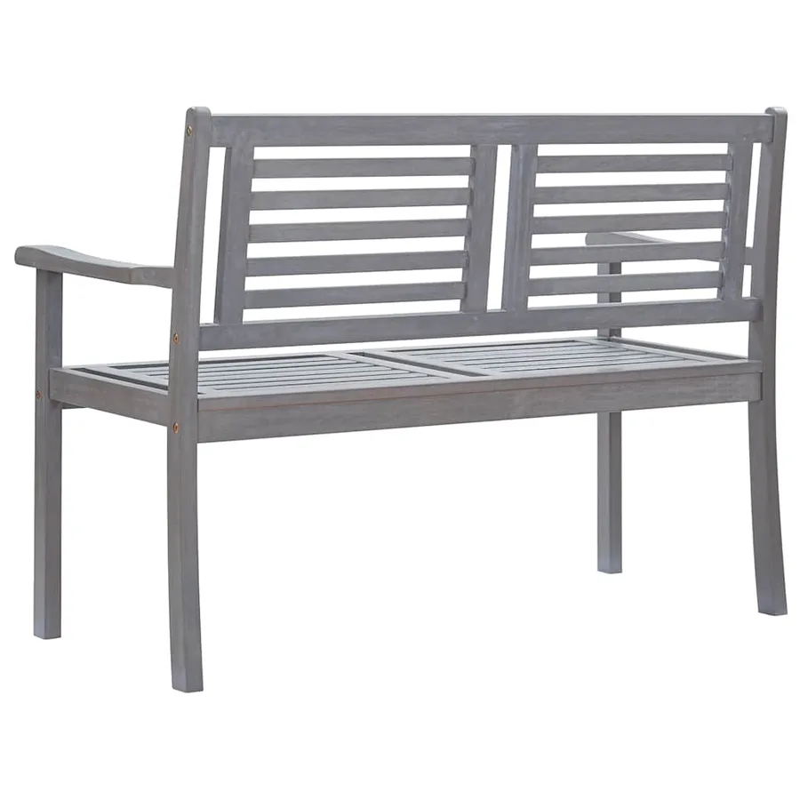 Banc de jardin 2 places avec coussin 120 cm Gris Eucalyptus - 5