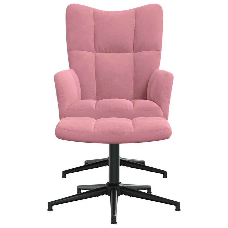 Chaise de relaxation avec tabouret Rose Velours - 3