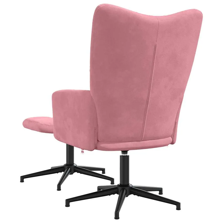 Chaise de relaxation avec tabouret Rose Velours - 5