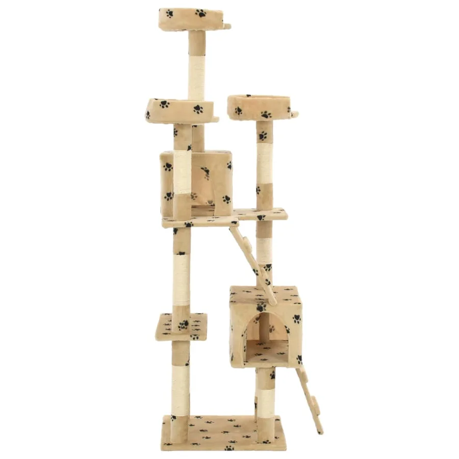 Arbre à chat et griffoirs en sisal 170 cm Beige Motif de pattes - 3