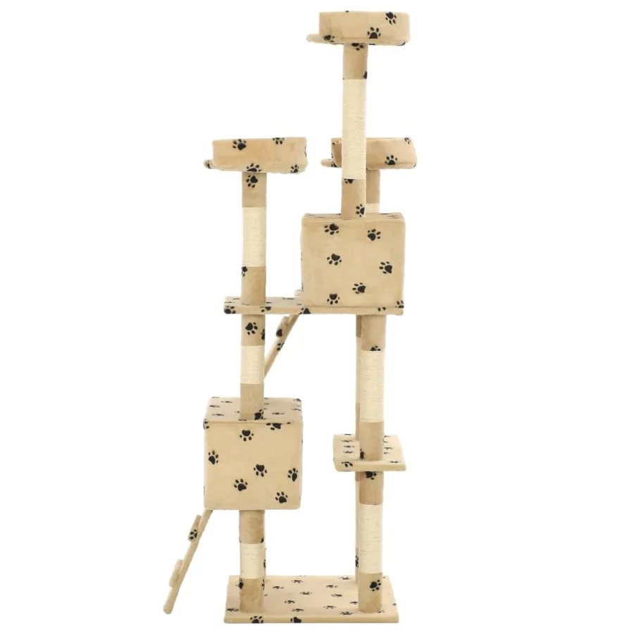 Arbre à chat et griffoirs en sisal 170 cm Beige Motif de pattes - 4