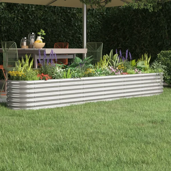 Lit surélevé de jardin Acier galvanisé Argenté