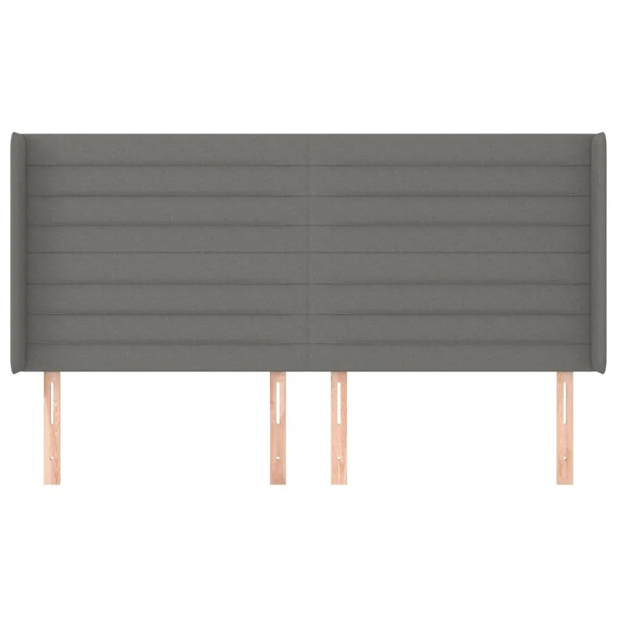 Tête de lit avec oreilles Gris foncé 163x16x118/128 cm Tissu - 3