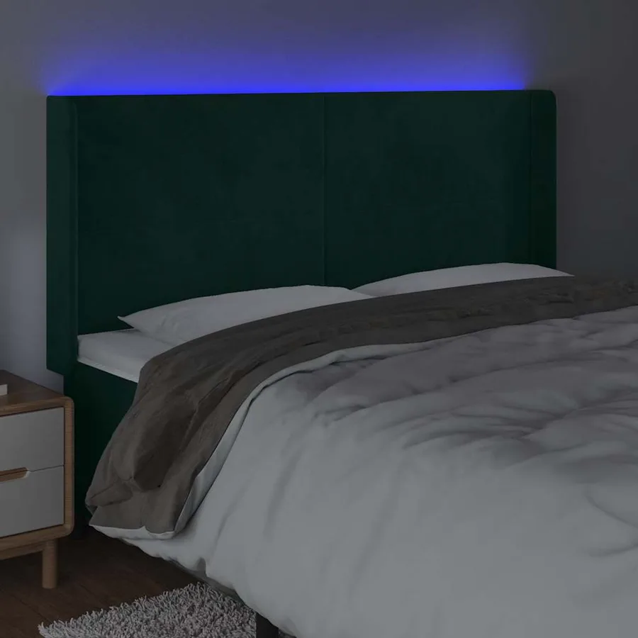 Tête de lit à LED Vert foncé 203x16x118/128 cm Velours - 4