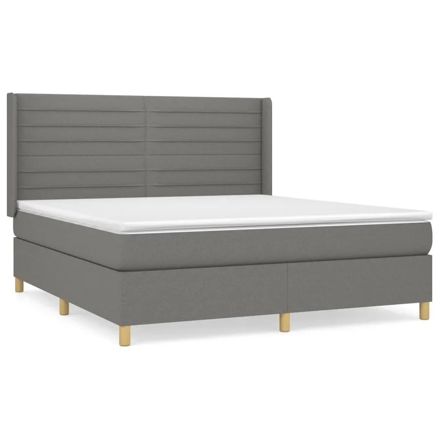 Sommier à lattes de lit avec matelas Gris foncé 180x200cm Tissu - 2