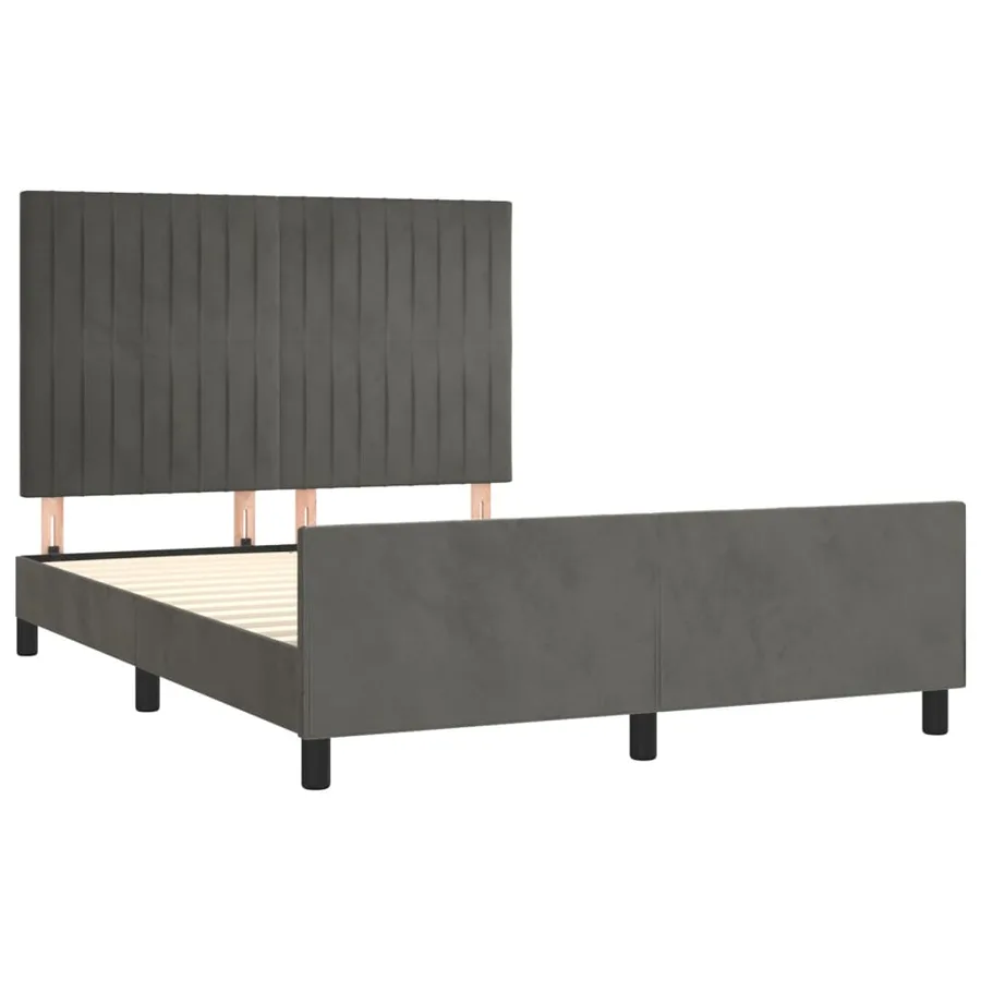 Cadre de lit sans matelas gris foncé 140x200 cm velours - 4