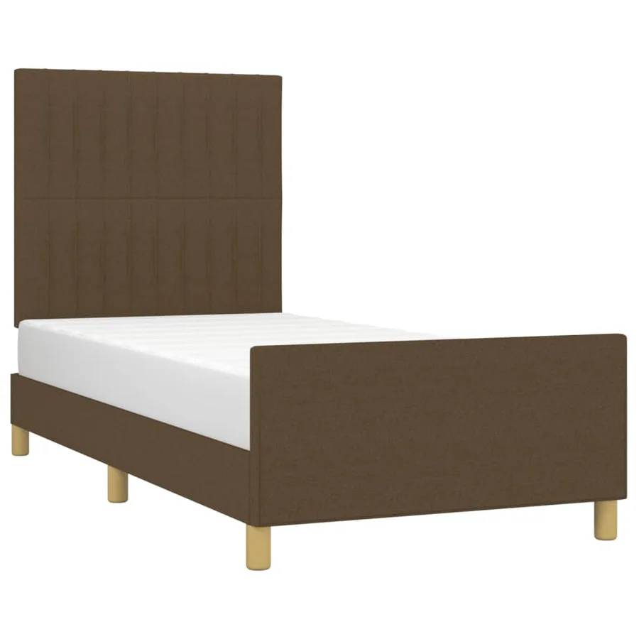 Cadre de lit sans matelas marron foncé 100x200 cm tissu - 3