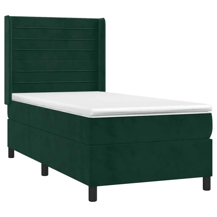 Sommier à lattes de lit et matelas et LED Vert foncé 90x190cm - 4