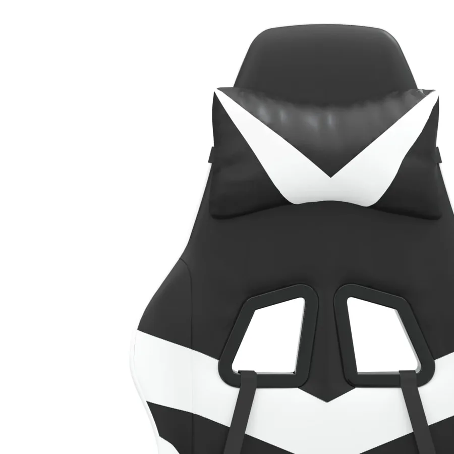 Chaise de jeu pivotante et repose-pied Noir et blanc Similicuir - 10