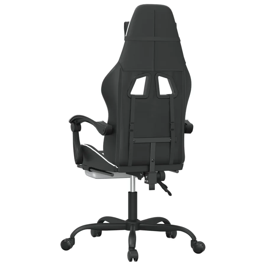 Chaise de jeu pivotante et repose-pied Noir et blanc Similicuir - 5