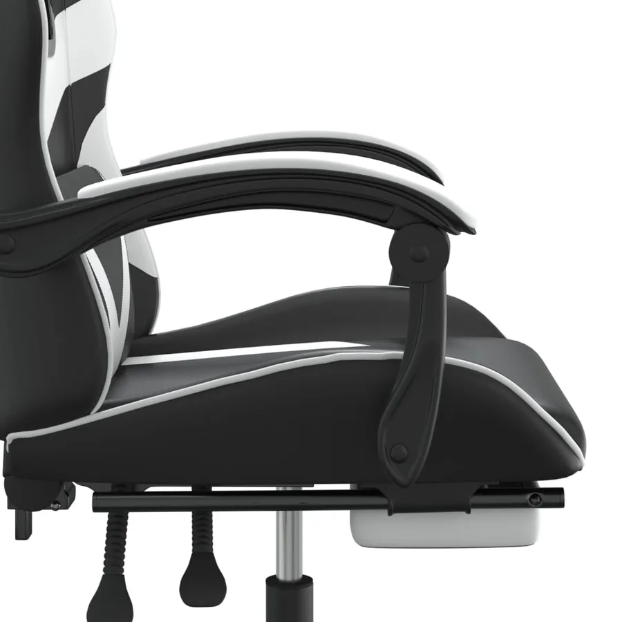 Chaise de jeu pivotante et repose-pied Noir et blanc Similicuir - 8